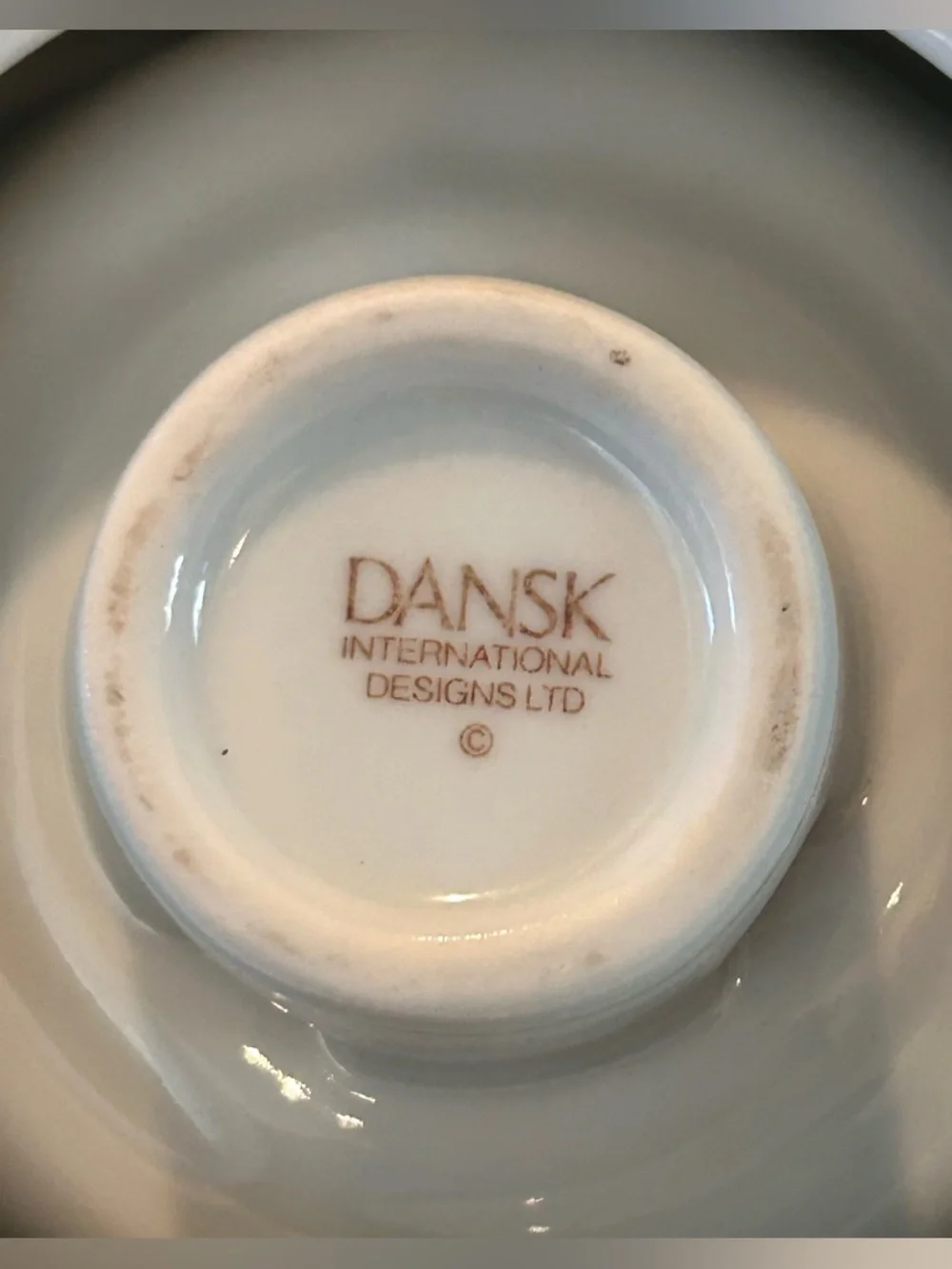 Vintage Dansk International Blue & White Ceramic Hurricane Lamp Candle Holder
